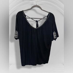 Source Unknown Black Beaded Women's Blouse
